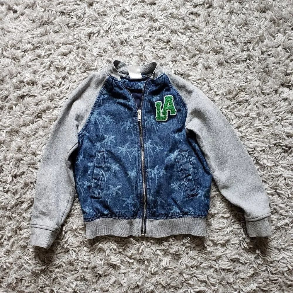 H&M Boys Jeans Jacket zippered front sz 6-7 Yrs